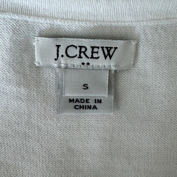 J. Crew Summer Sweater Top Size S Tassel Tie Embroidery Stitch Boho Neutral - Picture 7 of 8